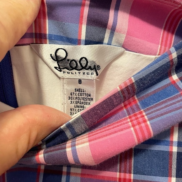 Vintage Lilly Pulitzer skirt. Pink Plaid fully lined. Size 8 - Picture 3 of 6